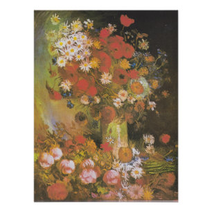 Van Gogh Floral Still Life Red Poppies & Roses Poster