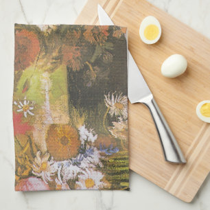 Van Gogh Floral Still Life Red Poppies & Roses Tea Towel
