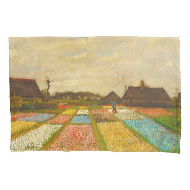 Van Gogh Flower Beds & Farmhouse in Provence Pillowcase (Front)