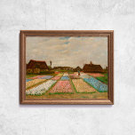 Van Gogh Flower Beds In Holland Old Art Poster<br><div class="desc">Poster of Vincent Van Gogh,  Flower beds in Holland,  1883. Old famous painting with a farmer and a garden full of colourful tulips,  houses in soft tone colours,  and a post-impressionism style. CCO license,  public domain art.</div>