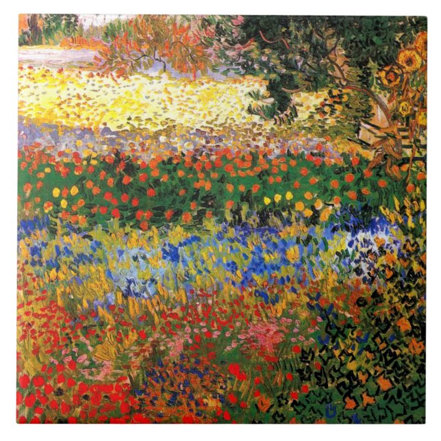 Van Gogh - Flower Garden, fine art painting, Tile (Front)