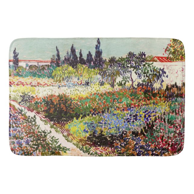 Van Gogh Flowering Garden At Arles Floral Fine Art Bath Mat (Front)
