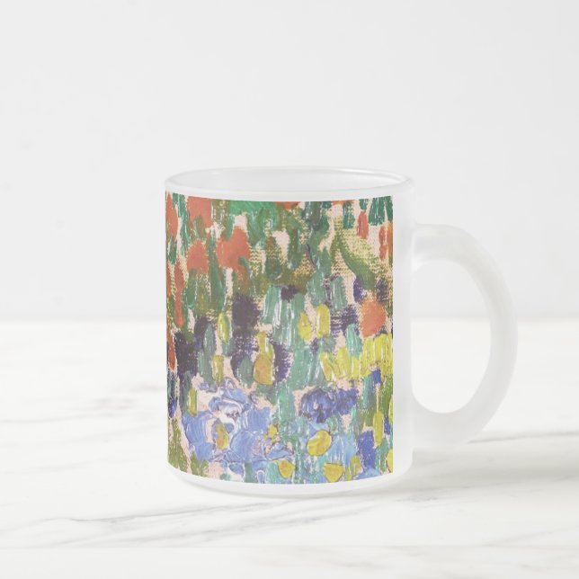 Van Gogh Flowering Garden At Arles Floral Fine Art Frosted Glass Coffee Mug (Right)