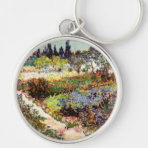 Van Gogh Flowering Garden At Arles Floral Fine Art Key Ring