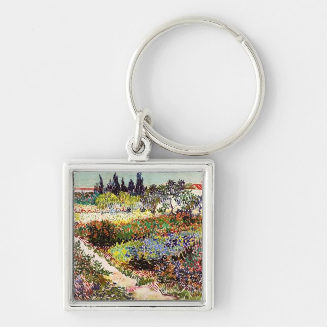 Van Gogh Flowering Garden At Arles Floral Fine Art Key Ring (Front)