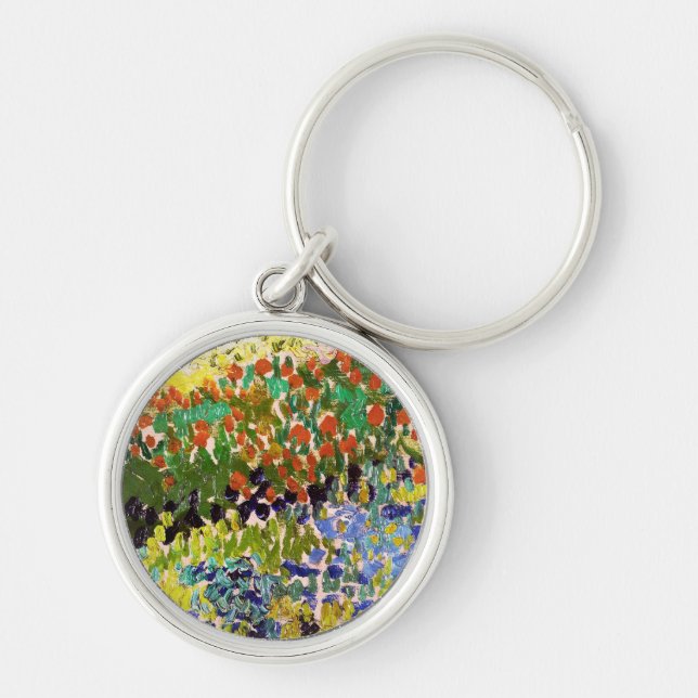 Van Gogh Flowering Garden At Arles Floral Fine Art Key Ring (Front)