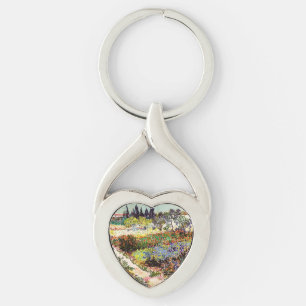Van Gogh Flowering Garden At Arles Floral Fine Art Key Ring