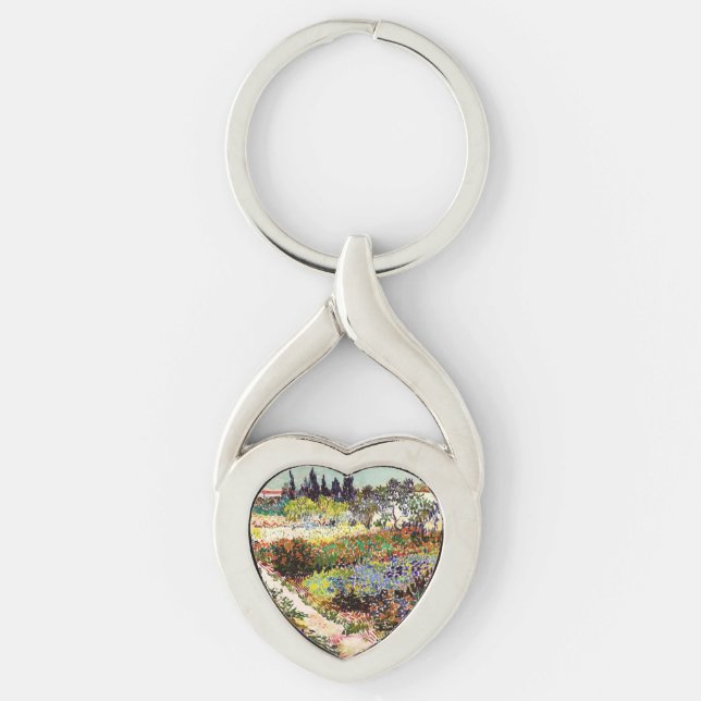 Van Gogh Flowering Garden At Arles Floral Fine Art Key Ring (Front)