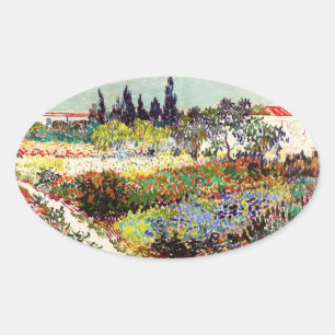 Van Gogh Flowering Garden At Arles Floral Fine Art Oval Sticker
