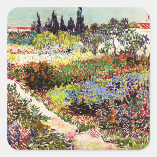 Van Gogh Flowering Garden At Arles Floral Fine Art Square Sticker