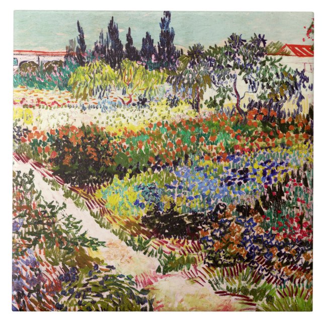 Van Gogh Flowering Garden At Arles Floral Fine Art Tile (Front)
