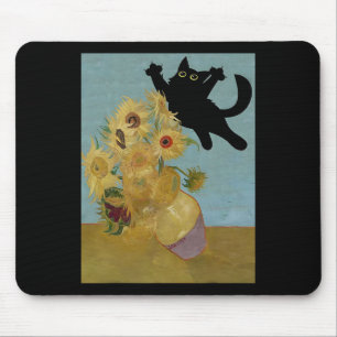 Van Gogh Flowers Cat Sunflowers Mouse Mat