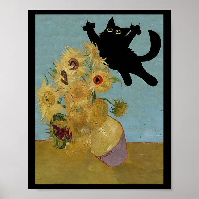 Van Gogh Flowers Cat Sunflowers  Poster (Front)
