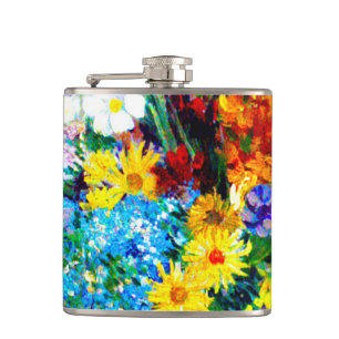 Van Gogh Flowers in a Blue Vase Hip Flask