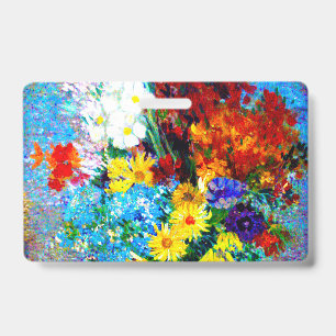 Van Gogh Flowers in a Blue Vase ID Badge
