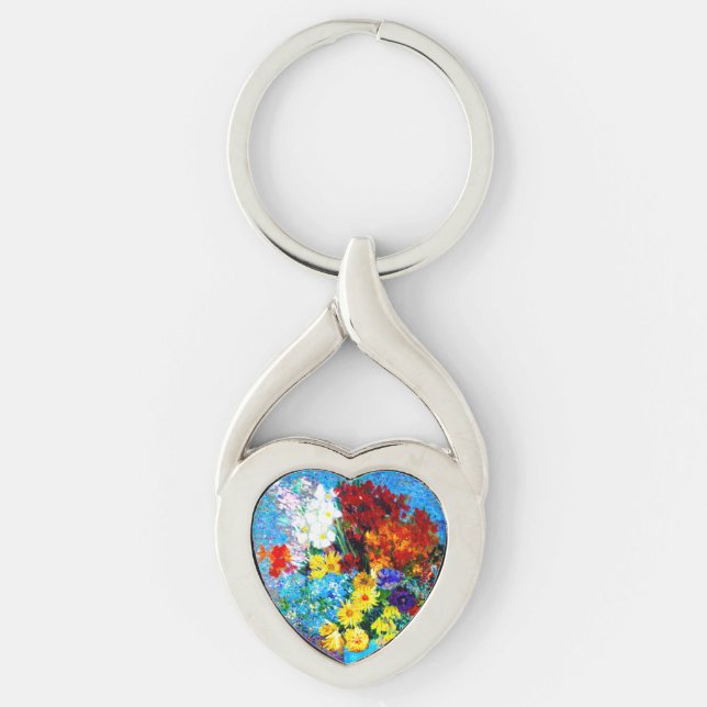Van Gogh Flowers in a Blue Vase Key Ring (Front)