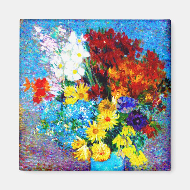 Van Gogh Flowers in a Blue Vase Magnet (Front)