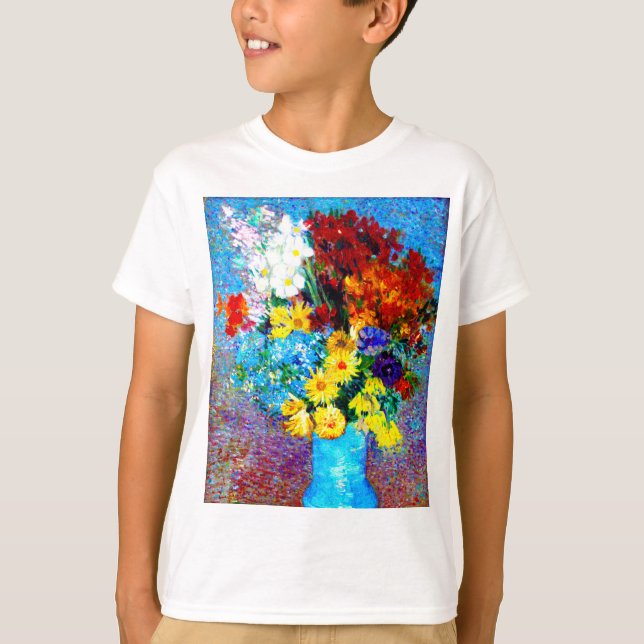 Van Gogh Flowers in a Blue Vase T-Shirt (Front)