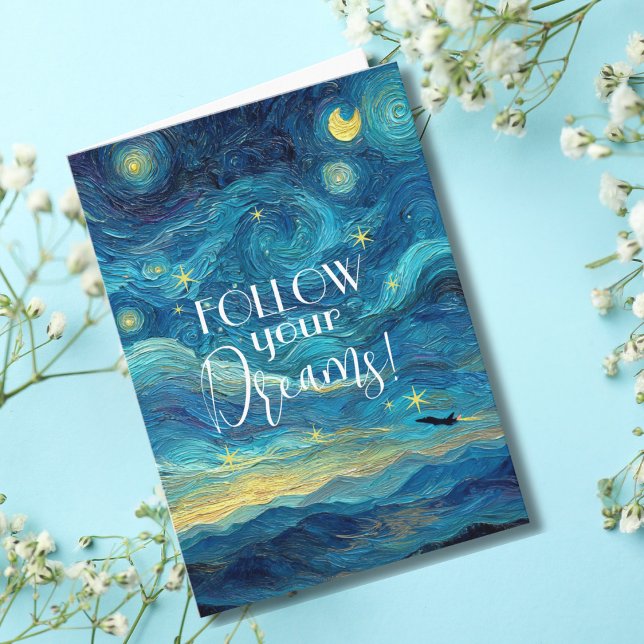 Van Gogh Follow Your Dream Airplane Congratulation Card (Creator Uploaded)