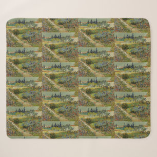 Van Gogh Garden at Arles Floral Impressionist Sherpa Blanket