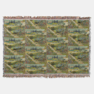 Van Gogh Garden at Arles Floral Impressionist Throw Blanket
