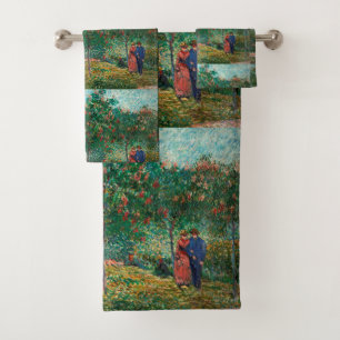 Van Gogh Garden in Montmartre with lovers Bath Towel Set