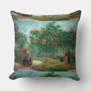 Van Gogh Garden in Montmartre with lovers Cushion