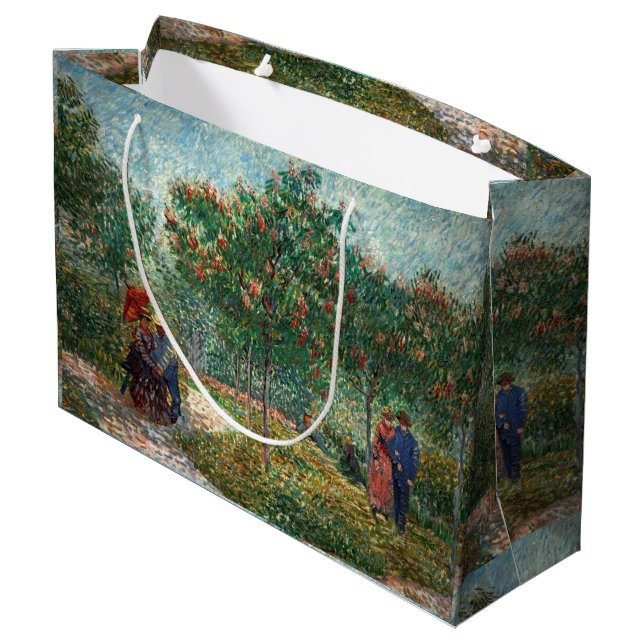 Van Gogh Garden in Montmartre with lovers Large Gift Bag (Back Angled)