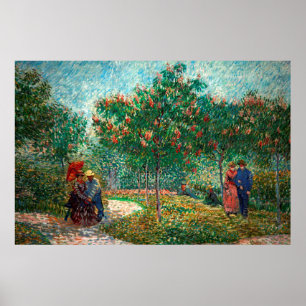 Van Gogh Garden in Montmartre with lovers Poster