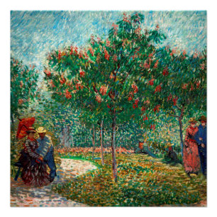Van Gogh Garden in Montmartre with lovers Poster