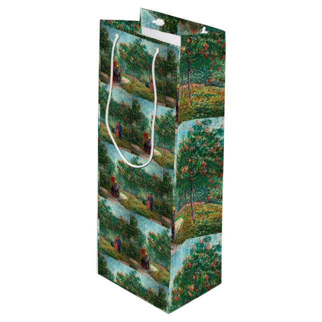 Van Gogh Garden in Montmartre with lovers Wine Gift Bag (Front Angled)