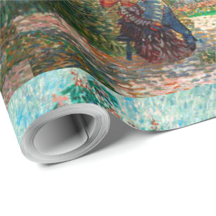 Van Gogh Garden in Montmartre with lovers Wrapping Paper