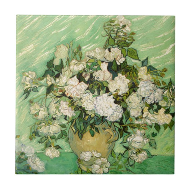 Van Gogh Gifts Still Life w/ Roses Impressionism Tile (Front)