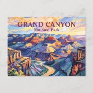 Van Gogh Grand Canyon Hopi Point Sunset Colourful Postcard