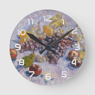 Van Gogh Grapes and Apples Still Life Art Print Round Clock