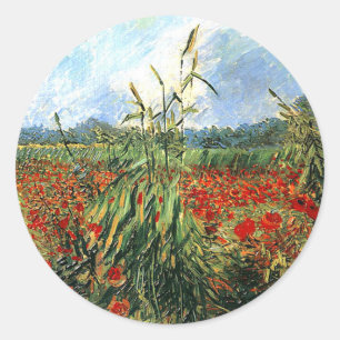 Van Gogh - Green Ears of Wheat Classic Round Sticker