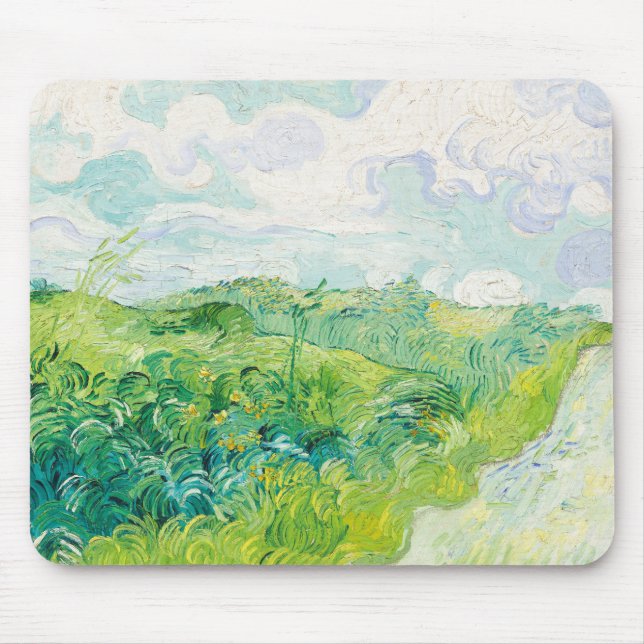 Van Gogh. Green Wheat Fields Auvers. Impressionism Mouse Mat (Front)