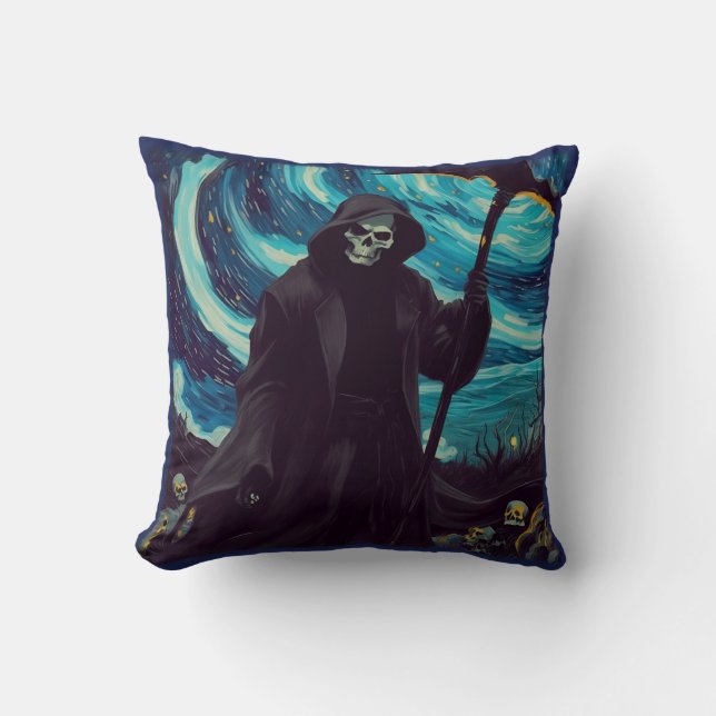 Van Gogh Grim Reaper Night And Day Cushion (Front)