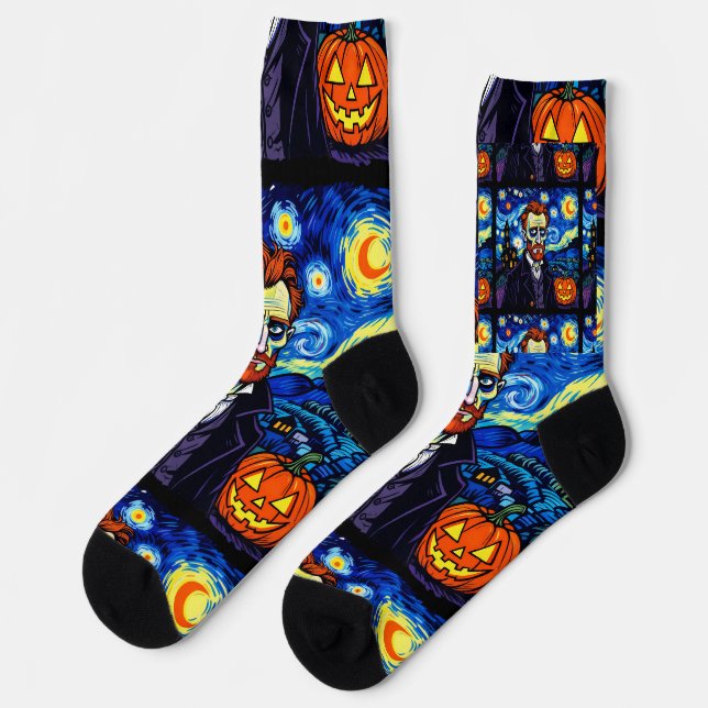 Van Gogh Halloween Portrait – Starry Night with Pu Socks (Left)