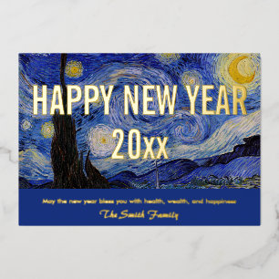 Van Gogh - Happy New Year with The Starry Night Ho Foil Holiday Card