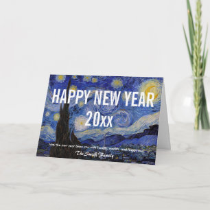 Van Gogh - Happy New Year with The Starry Night Holiday Card