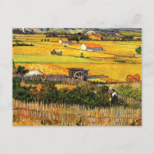 Van Gogh - Harvest at La Crau with Montmajour, Postcard