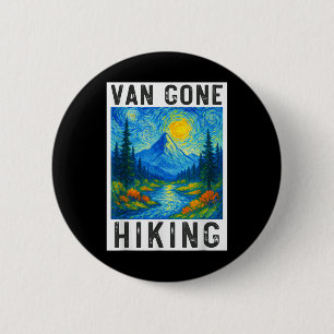 Van Gogh Hiking, Camping Mountains Nature, Funny H 6 Cm Round Badge