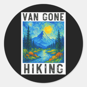 Van Gogh Hiking, Camping Mountains Nature, Funny H Classic Round Sticker