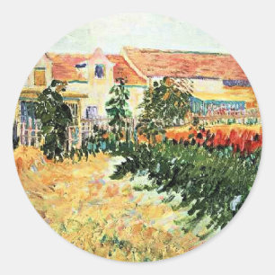 Van Gogh - House with Sunflowers Classic Round Sticker