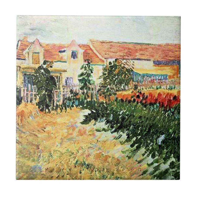 Van Gogh - House with Sunflowers Tile (Front)
