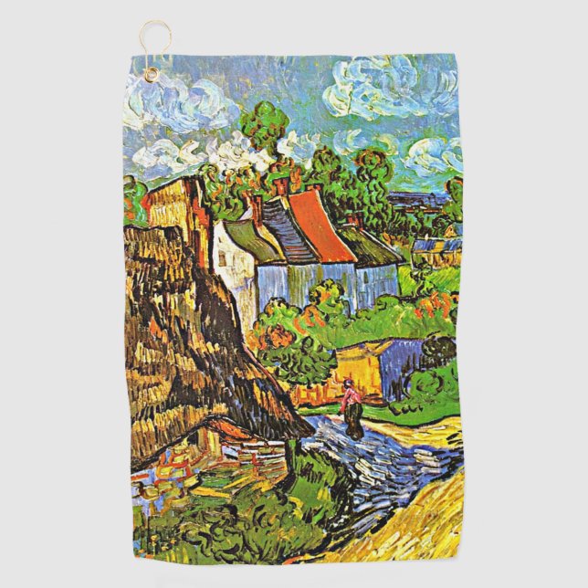 Van Gogh - Houses in Auvers, famous painting Golf Towel (Front)