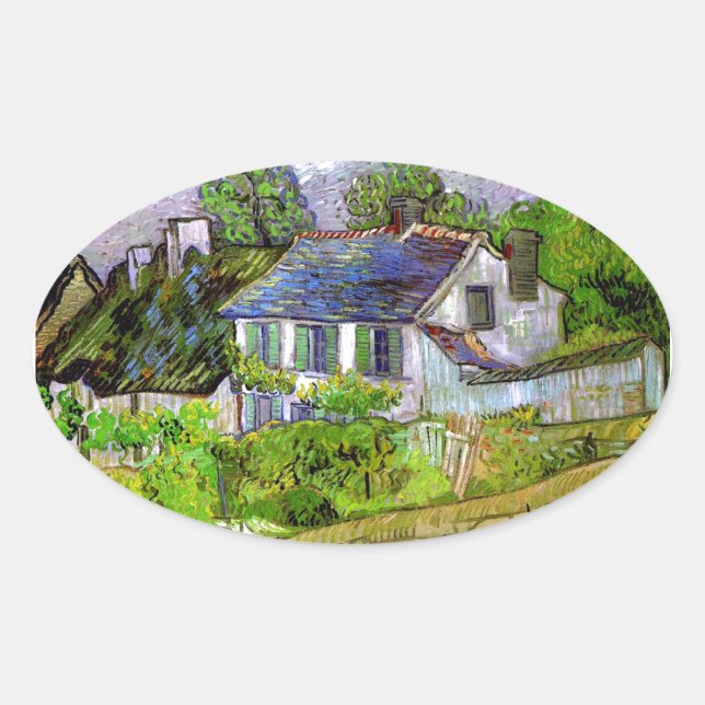 Van Gogh - Houses in Auvers Oval Sticker (Front)