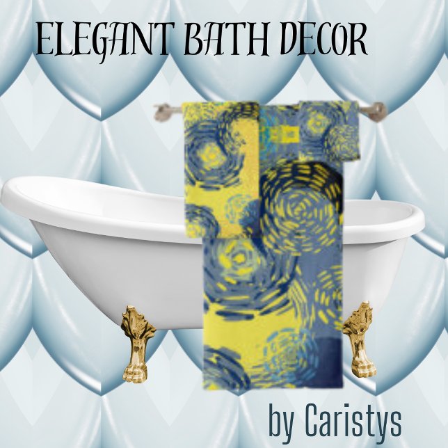 Van Gogh Inspired Blues and Yellow Bath Towel Set (Creator Uploaded)