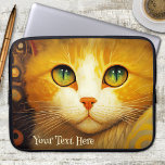 Van Gogh Inspired Cat Painting Laptop Sleeve<br><div class="desc">Laptop sleeve featuring a colourful painting of a cute kitty in van Gogh style. The text is optional.</div>